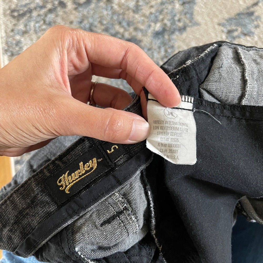 Vintage Y2K Hurley Low Rider Gray Denim Capri Pants Indie Grunge Junior Size 5 - Picture 6 of 7